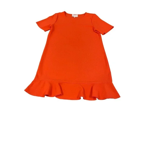 Charles Henry Orange Tiered Hem Shift Mini Dress Ladies Size Large Polyester - Picture 1 of 6